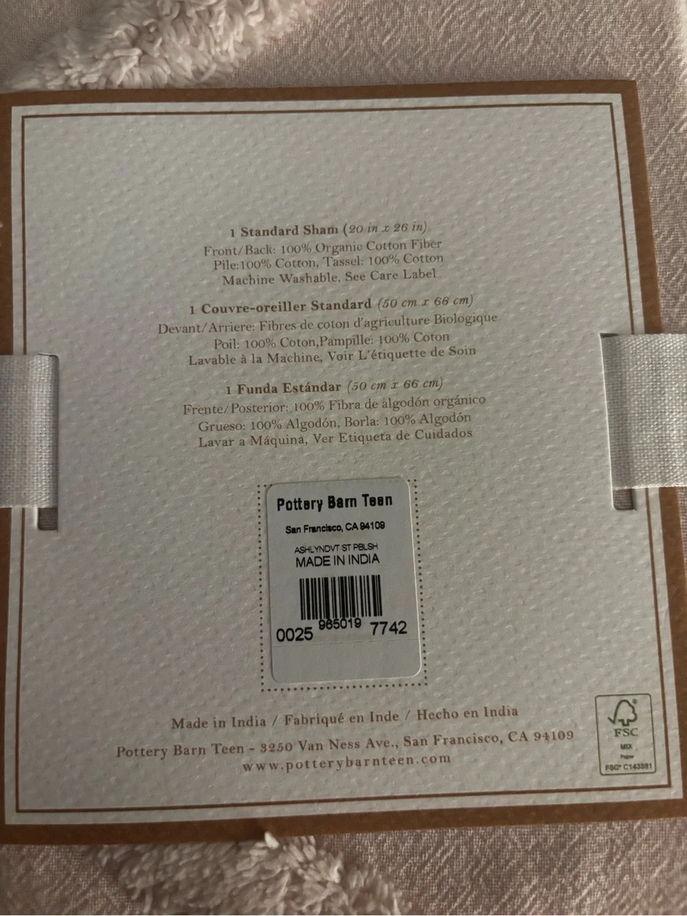 Pottery Barn Teen Ashlyn Tufted Standard Sham Blush Pink NWT Organic Cotton